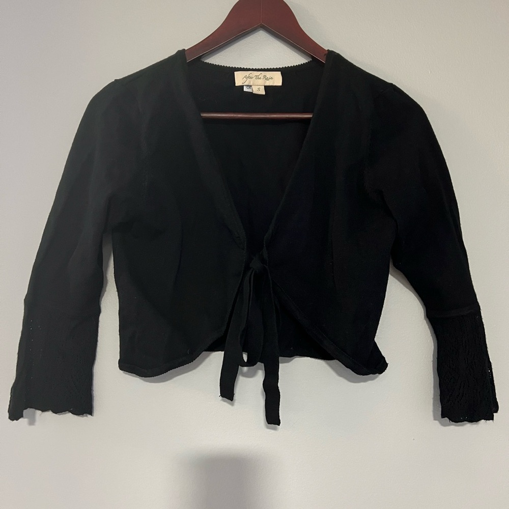 Black Women's Top with Lace Cuffs